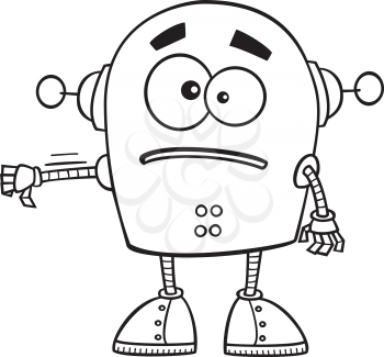 Royalty Free Clipart Image of a Robot Giving a Thumbs Down