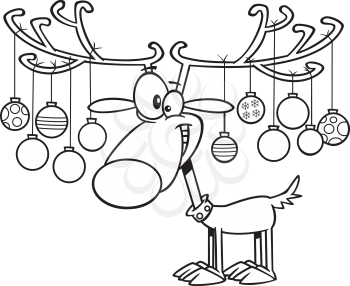 Royalty Free Clipart Image of a Decorated Reindeer