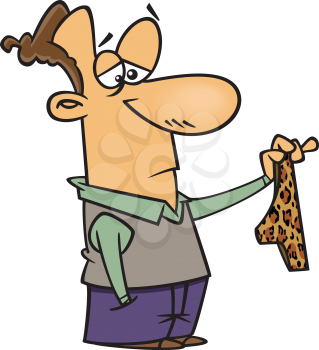 Royalty Free Clipart Image of a Man Looking at Print Briefs