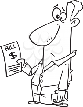 Royalty Free Clipart Image of a Man Looking at a Bill