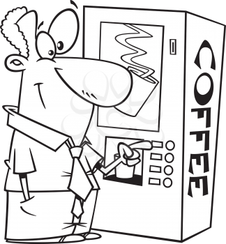 Royalty Free Clipart Image of a Man at a Vending Machine