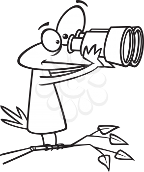 Royalty Free Clipart Image of a Bird With Binoculars