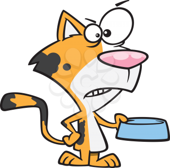 Royalty Free Clipart Image of a Hungry Cat