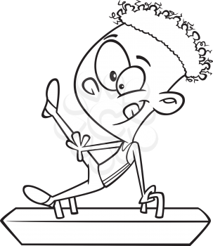 Royalty Free Clipart Image of a Gymnast on a Pommel Horse