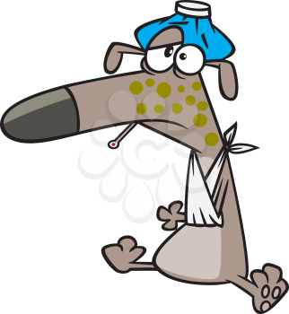 Royalty Free Clipart Image of a Sick Puppy