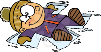 Royalty Free Clipart Image of a Child Making a Snow Angel