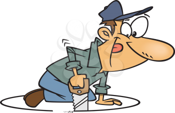 Royalty Free Clipart Image of a Man Sawing