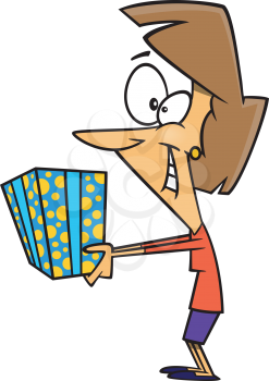 Royalty Free Clipart Image of a Woman Giving a Gift