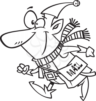 Royalty Free Clipart Image of an Elf Delivering Mail