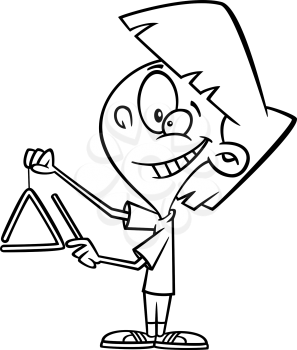 Royalty Free Clipart Image of a Person Playing the Triangle