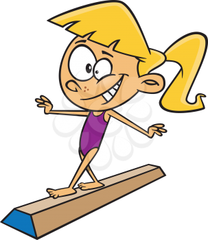 Royalty Free Clipart Image of a Girl on a Floor Beam