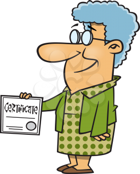 Royalty Free Clipart Image of a Woman with a Certificate