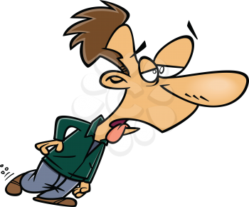 Royalty-free clipart image of an exhausted man on Black Friday