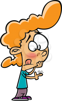 Royalty-free clipart image of a girl with a string reminder on her finger.