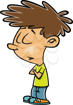 Royalty-free clipart image of a boy in a moment of meditation