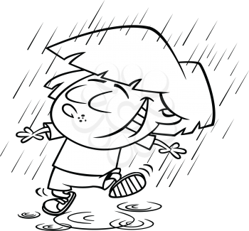 Royalty-free clipart image of someone dancing in the rain