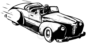 Royalty Free Clipart Image of a Vintage Convertible