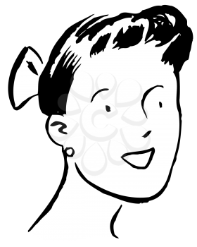 Royalty Free Clipart Image of a Woman With a Bow in Her Hair