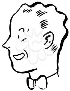 Royalty Free Clipart Image of a Man With Short Wavy Hair and Wearing a Tie