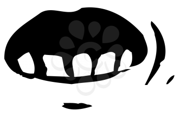 Royalty Free Clipart Image of a Mouth With the Bottom Teeth Showing