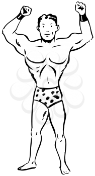 Royalty Free Clipart Image of a Body Builder