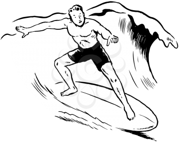 Royalty Free Clipart Image of a Surfer