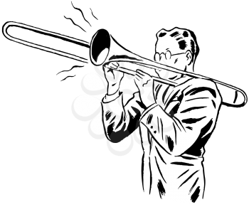 Royalty Free Clipart Image of a Trombone Player