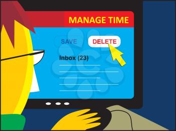 Royalty Free Clipart Image of a Person Looking at a Manage Time Page on Their Computer