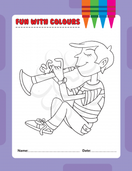 Royalty Free Clipart Image of a Man Playing a Horn