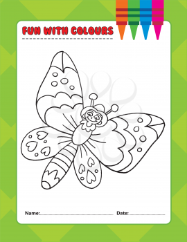 Royalty Free Clipart Image of a Colouring Page of a Butterfly