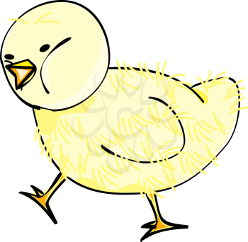 Royalty Free Clipart Image of a Walking Chick