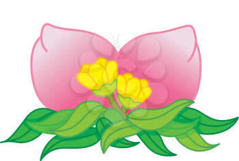 Royalty Free Clipart Image of Oriental Fruit With Flowers