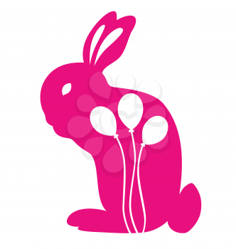 Royalty Free Clipart Image of a Rabbit With Balloons on It
