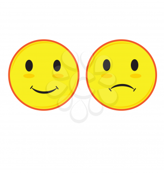 Royalty Free Clipart Image of a Happy Face and a Sad Face