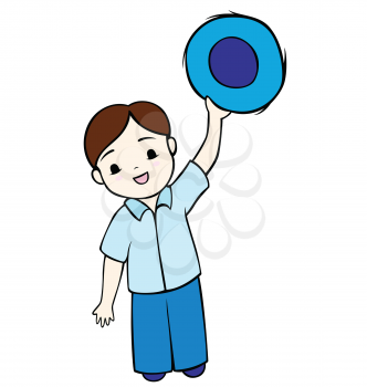 Royalty Free Clipart Image of a Boy Tipping His Hat