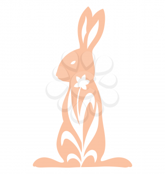Royalty Free Clipart Image of a Rabbit With a Flower on It