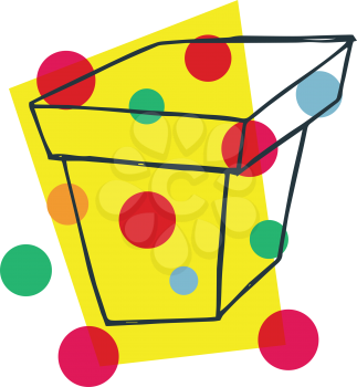 Royalty Free Clipart Image of a Box and Coloured Spots