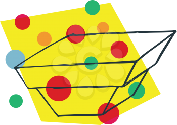 Royalty Free Clipart Image of a Box and Coloured Spots