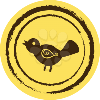 Royalty Free Clipart Image of a Bird on a Yellow Circle