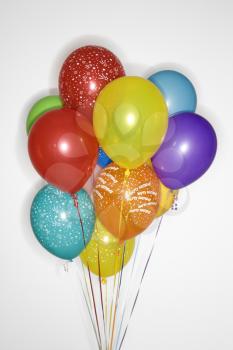 Royalty Free Photo of a Bunch of Colored Helium Balloons