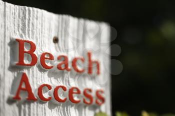 Royalty Free Photo of Beach access sign on Bald Head Island, North Carolina.