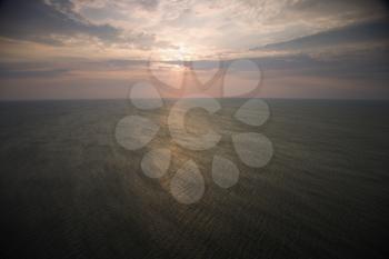 Royalty Free Photo of a Scenic Bald Head Island North Carolina Landscape of a Sunrise Over Ocean