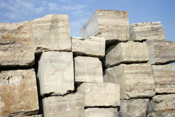 Royalty Free Photo of Travertine Stone Excavated From an Open Mine Quarry