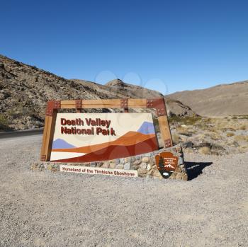 Death Valley National Park entrance sign.