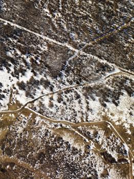 Royalty Free Photo of an Aerial View of Snow Covered Rural Colorado