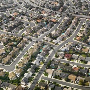 Royalty Free Photo of an Aerial View of Sprawling Southern California Urban Housing Development