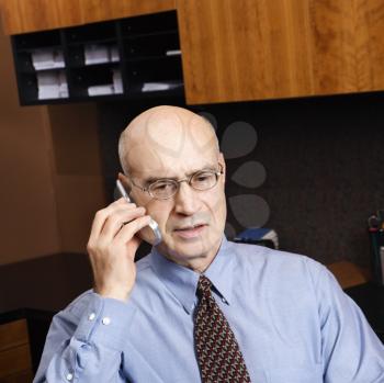 Royalty Free Photo of a Middle-Aged Businessman Talking on a Cellphone