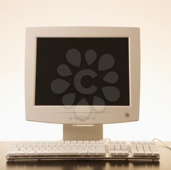 Royalty Free Photo of a Still Life of a Computer Monitor and Keyboard