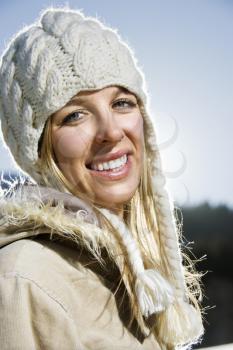 Royalty Free Photo of a Woman Outdoors in Winter Attire