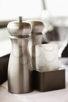 Royalty Free Photo of Stainless Steel Salt and Pepper Shakers